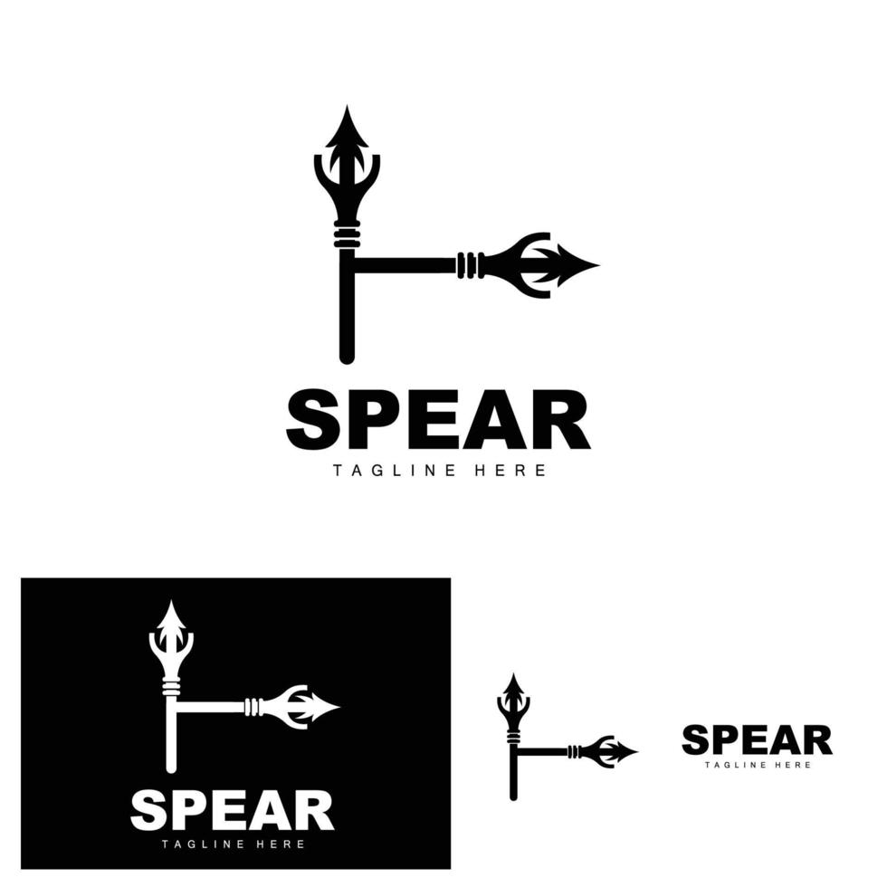 Speer-Logo, Langstrecken-Wurfwaffenziel-Icon-Design, Produkt- und Firmenmarken-Icon-Illustration vektor