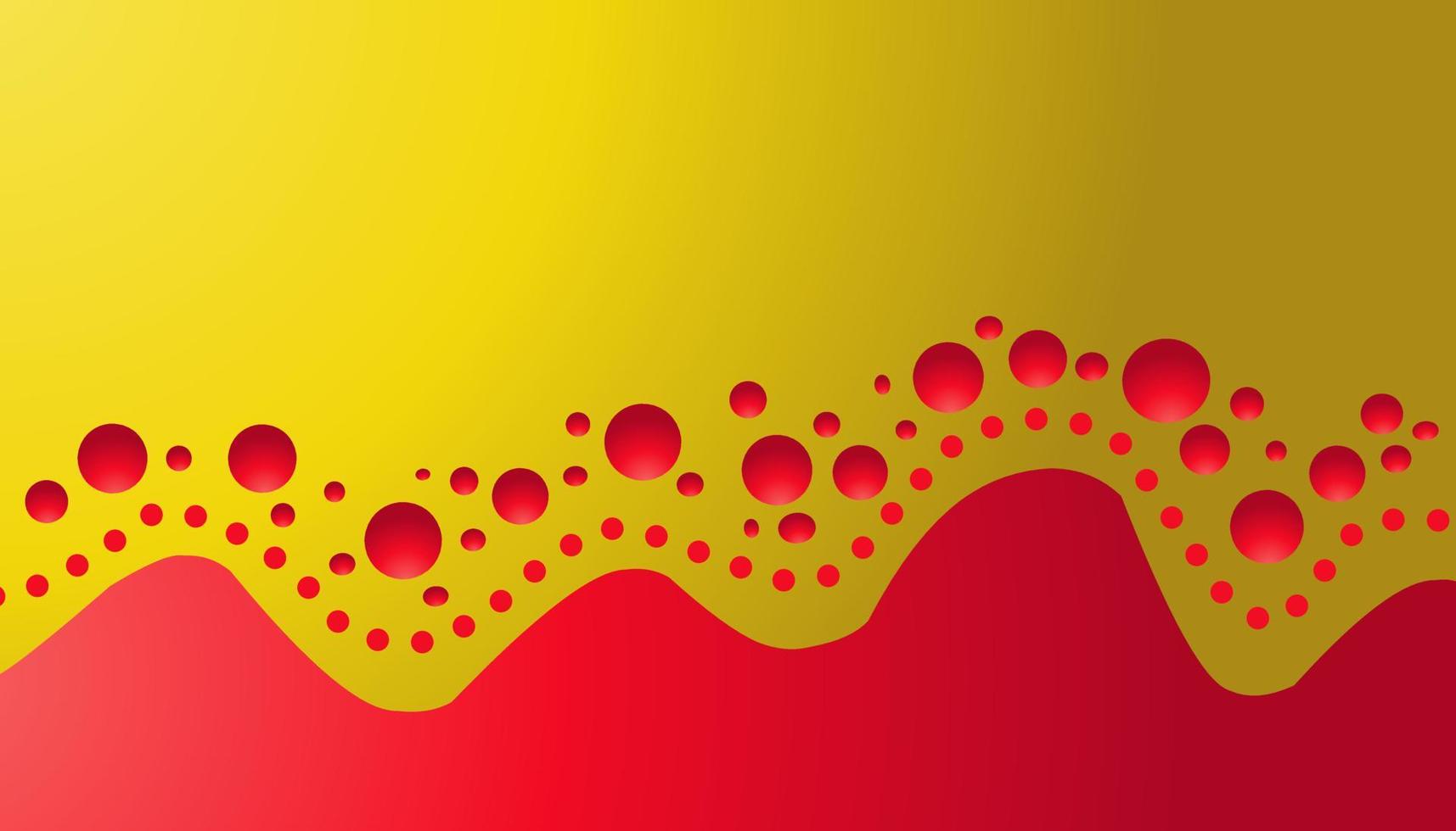 Hintergrundillustration Gold mit roter Flüssigkeit und Bällen vektor