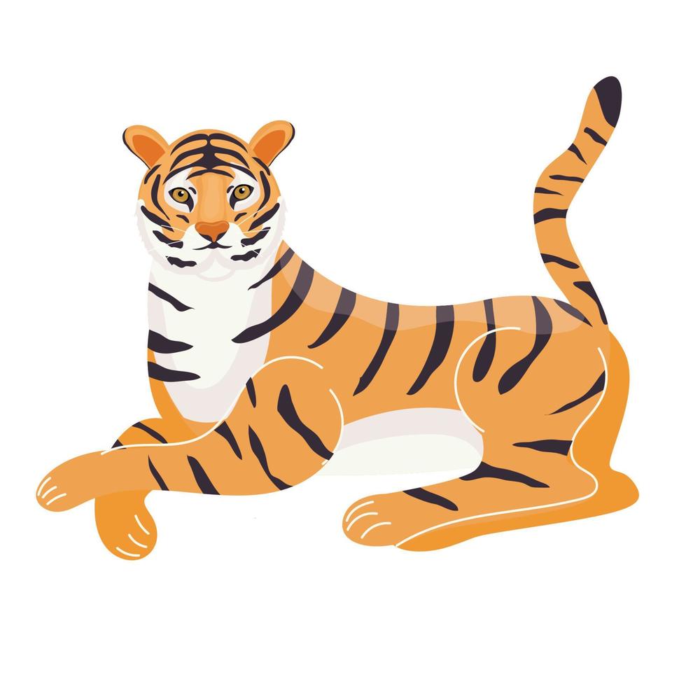 tiger. de symbol av 2022. japansk tiger. djur. vektor illustration i en modern platt stil.