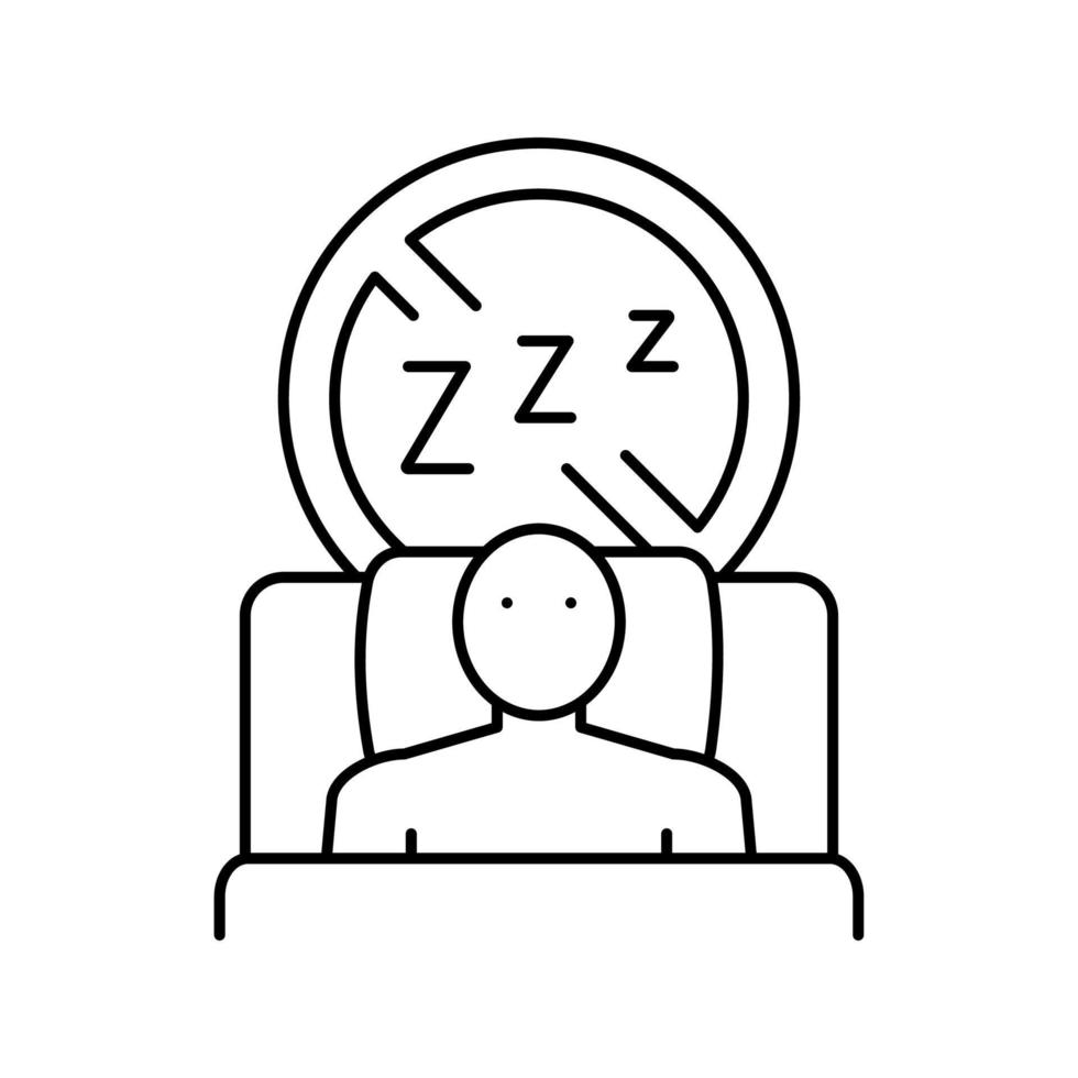 Schwierigkeiten beim Einschlafen in der Nachtlinie Symbol Vektor Illustration