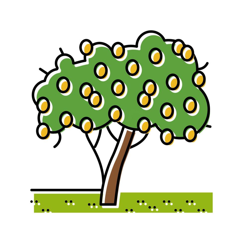 Baum Pflanze Zitrone Farbe Symbol Vektor Illustration