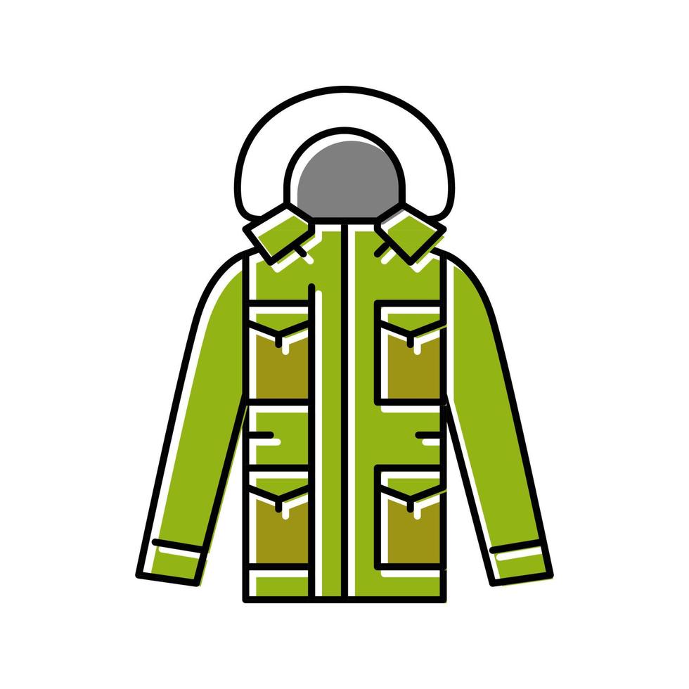 Parka Oberbekleidung männliche Farbe Symbol Vektor Illustration