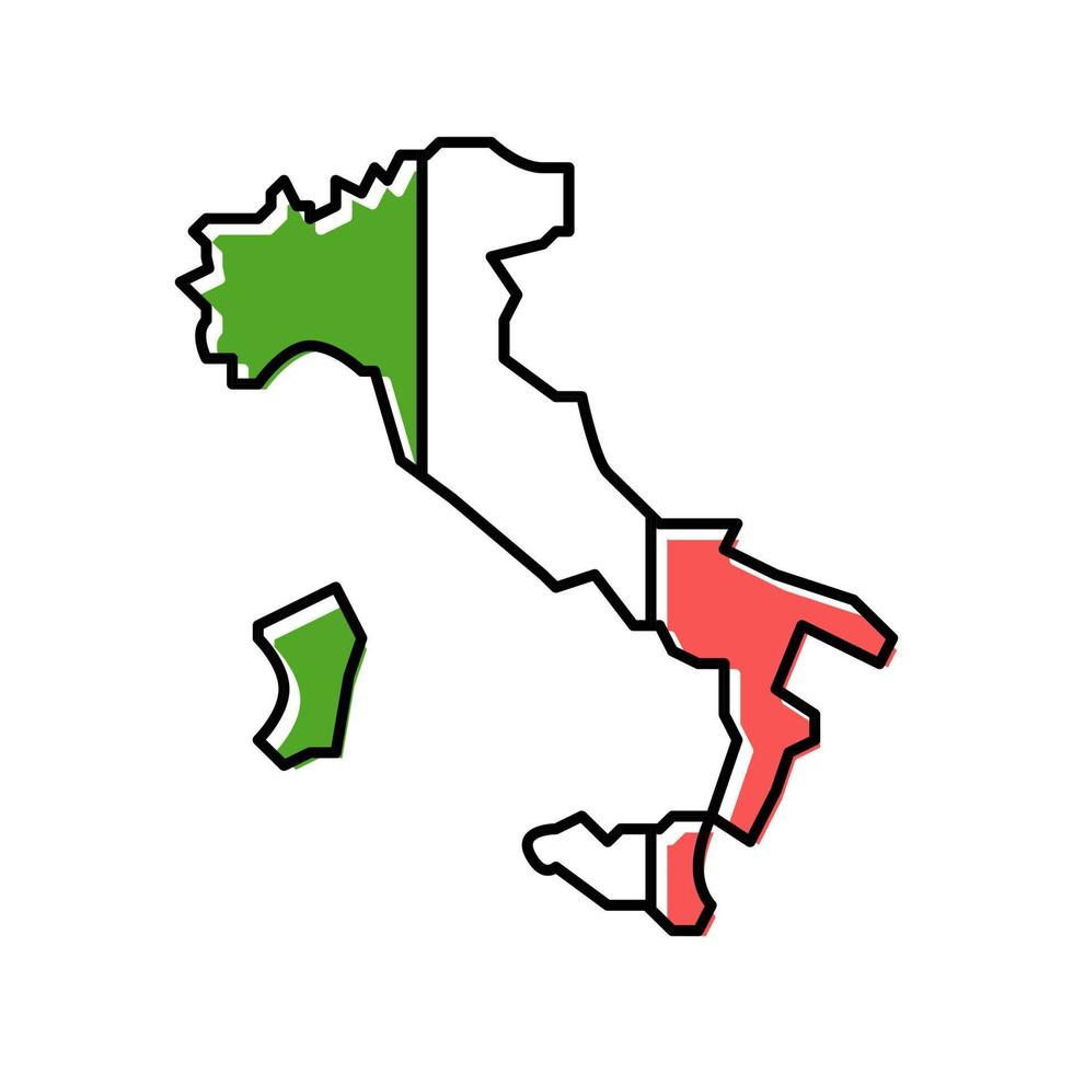 Italien Land Karta flagga Färg ikon vektor illustration
