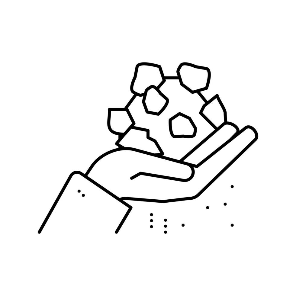 Hand hält Steinlinie Symbol Vektor Illustration