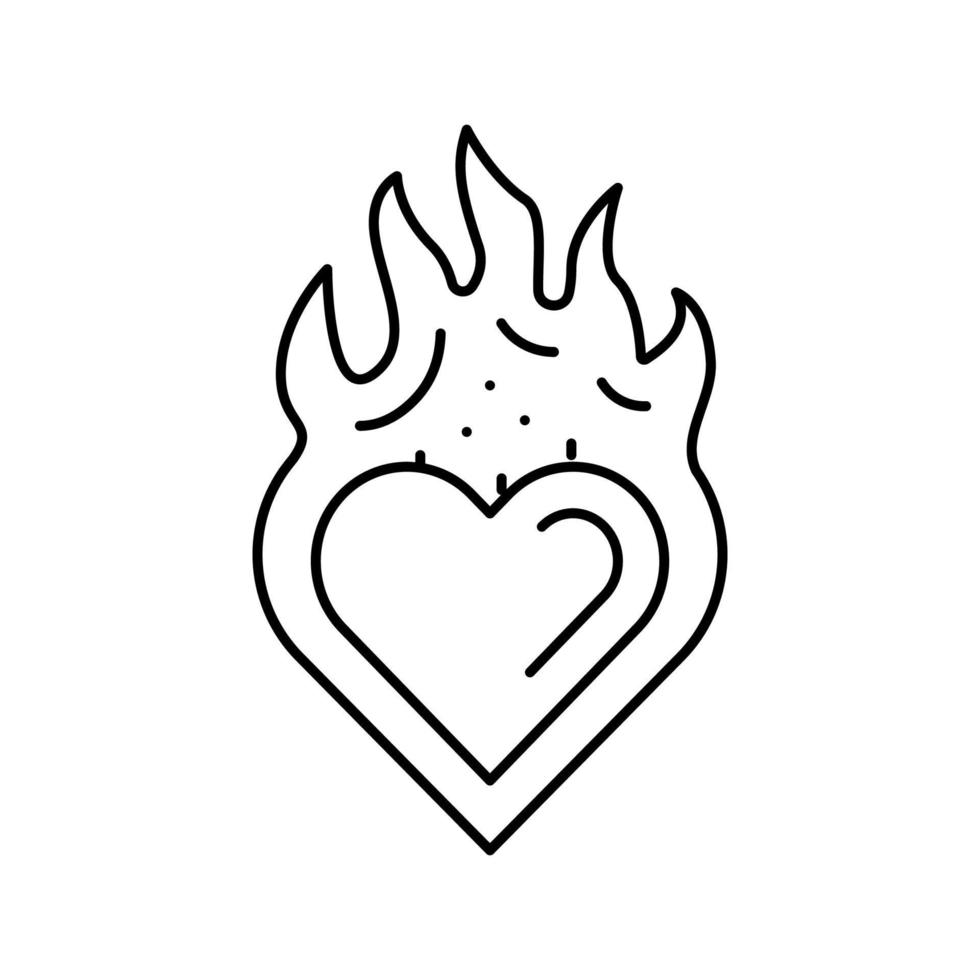 Leidenschaft Feuer Linie Symbol Vektor Illustration