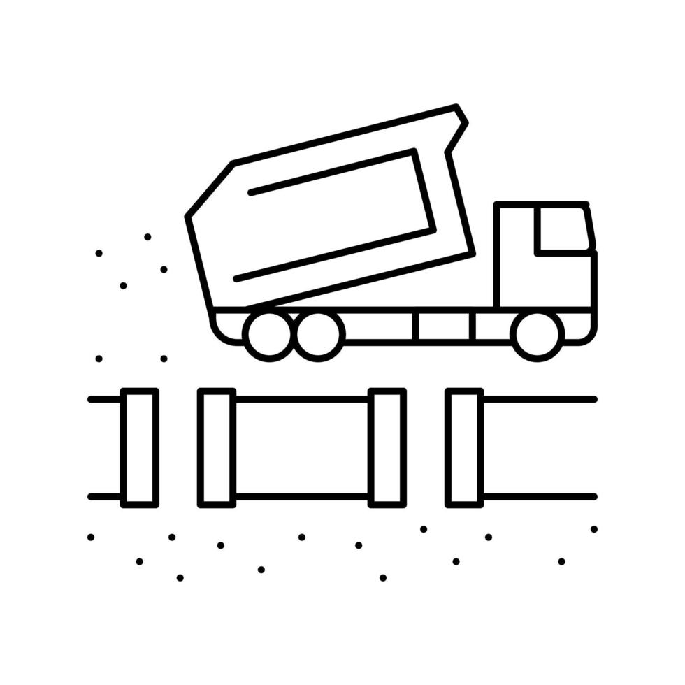 lastbil fylla upp rörledning linje ikon vektor illustration