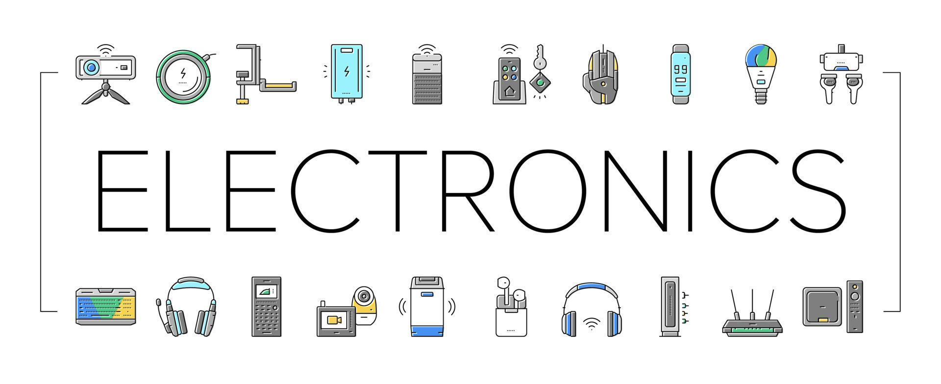 Elektronik-Digitaltechnik-Symbole setzen Vektor