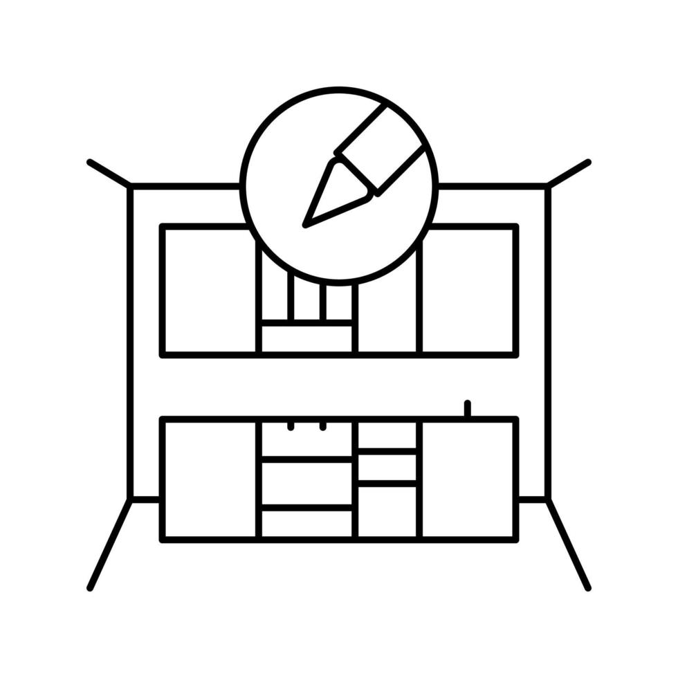 Küche Design Zimmer Innenlinie Symbol Vektor Illustration