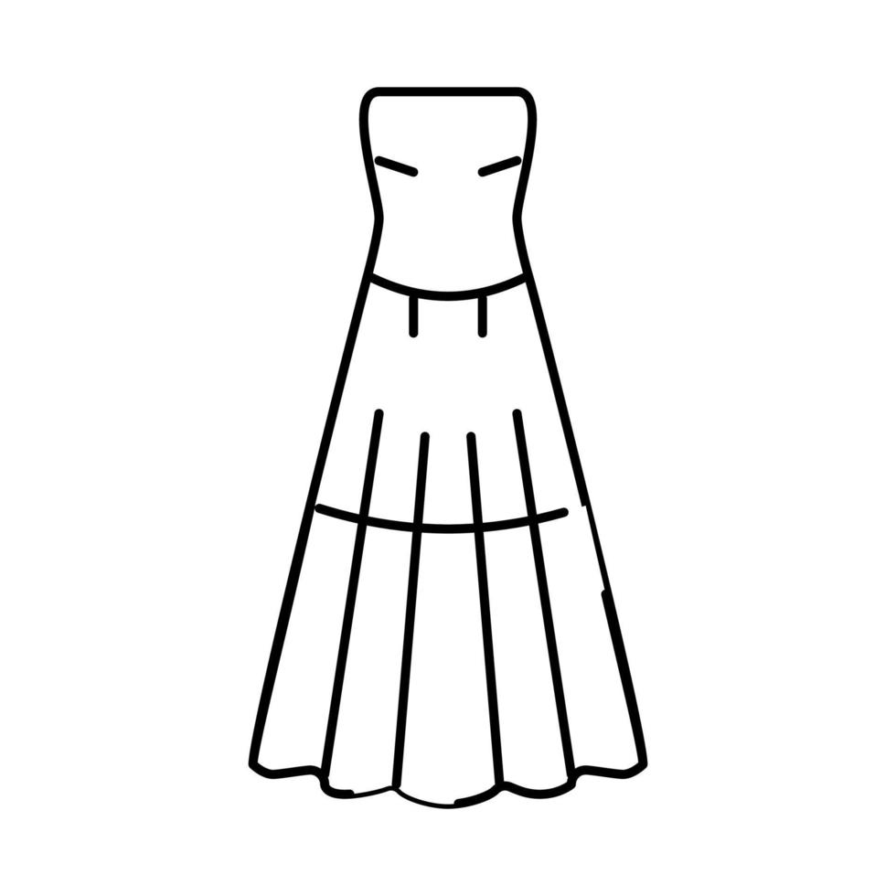 axelbandslös brud klänning linje ikon vektor illustration