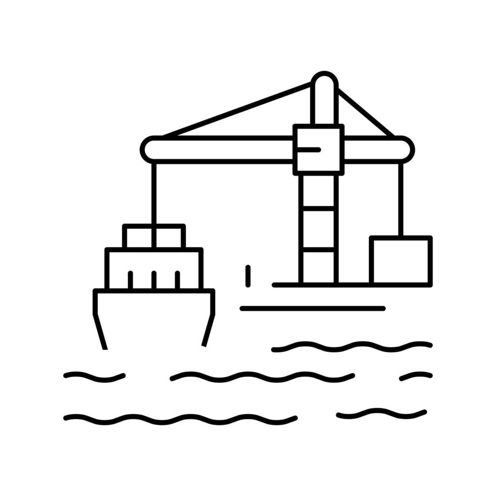 Kranlader Port Maschinenlinie Symbol Vektor Illustration