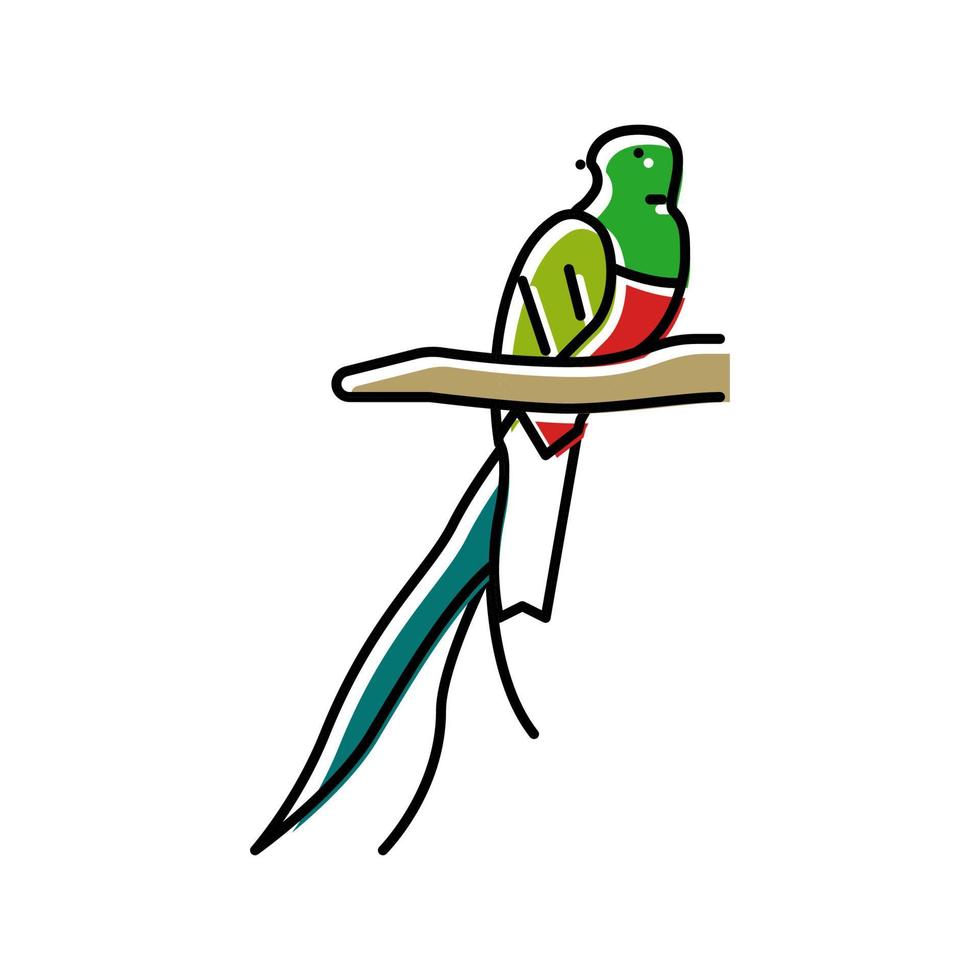 Quetzal Vogel exotische Farbe Symbol Vektor Illustration