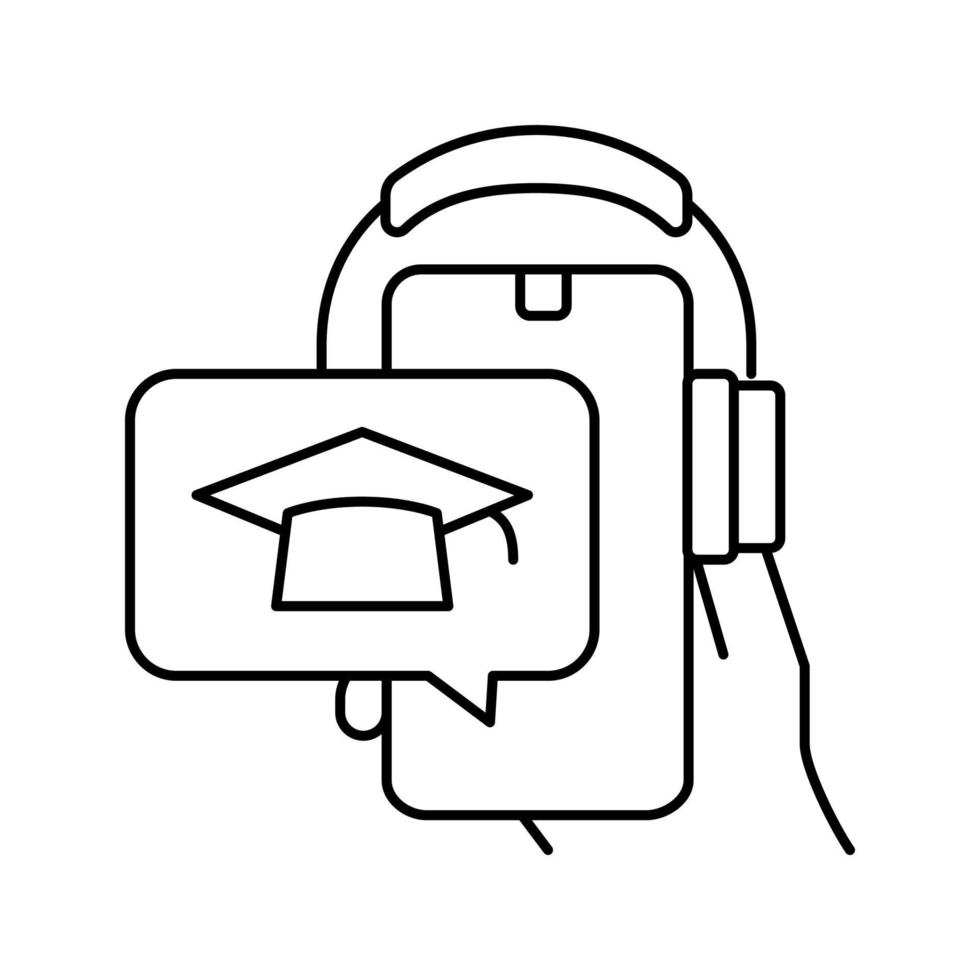 Hören Sie Lektion Telefon App Symbol Leitung Vektor Illustration