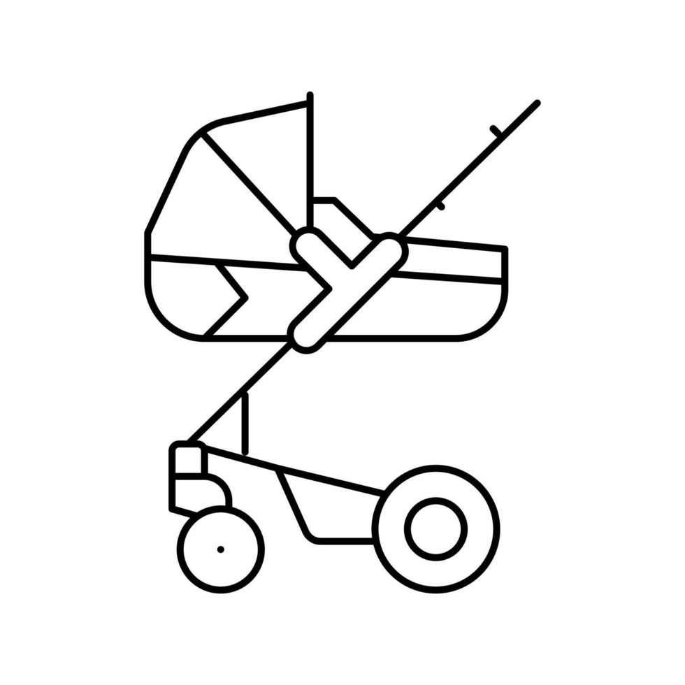 barnvagn liggdel baby linje ikon vektorillustration vektor
