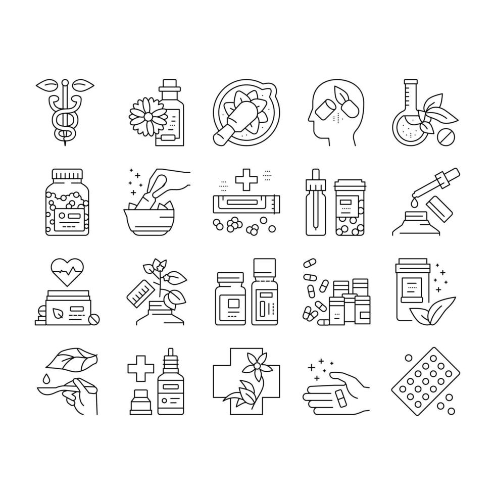 homeopati medicin samling ikoner som vektor