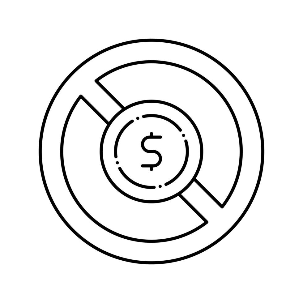 Geld durchgestrichene Münzlinie Symbol Vektor Illustration