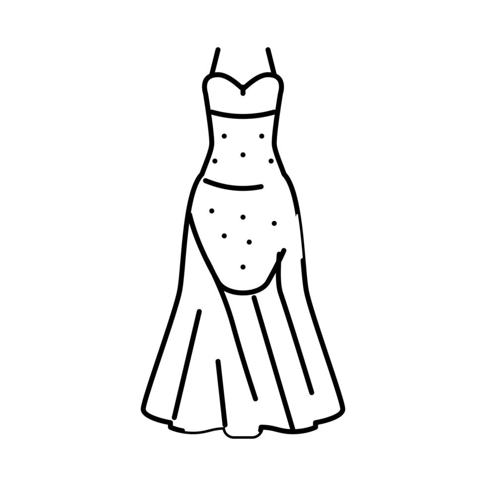 Prinzessin Brautkleid Linie Symbol Vektor Illustration
