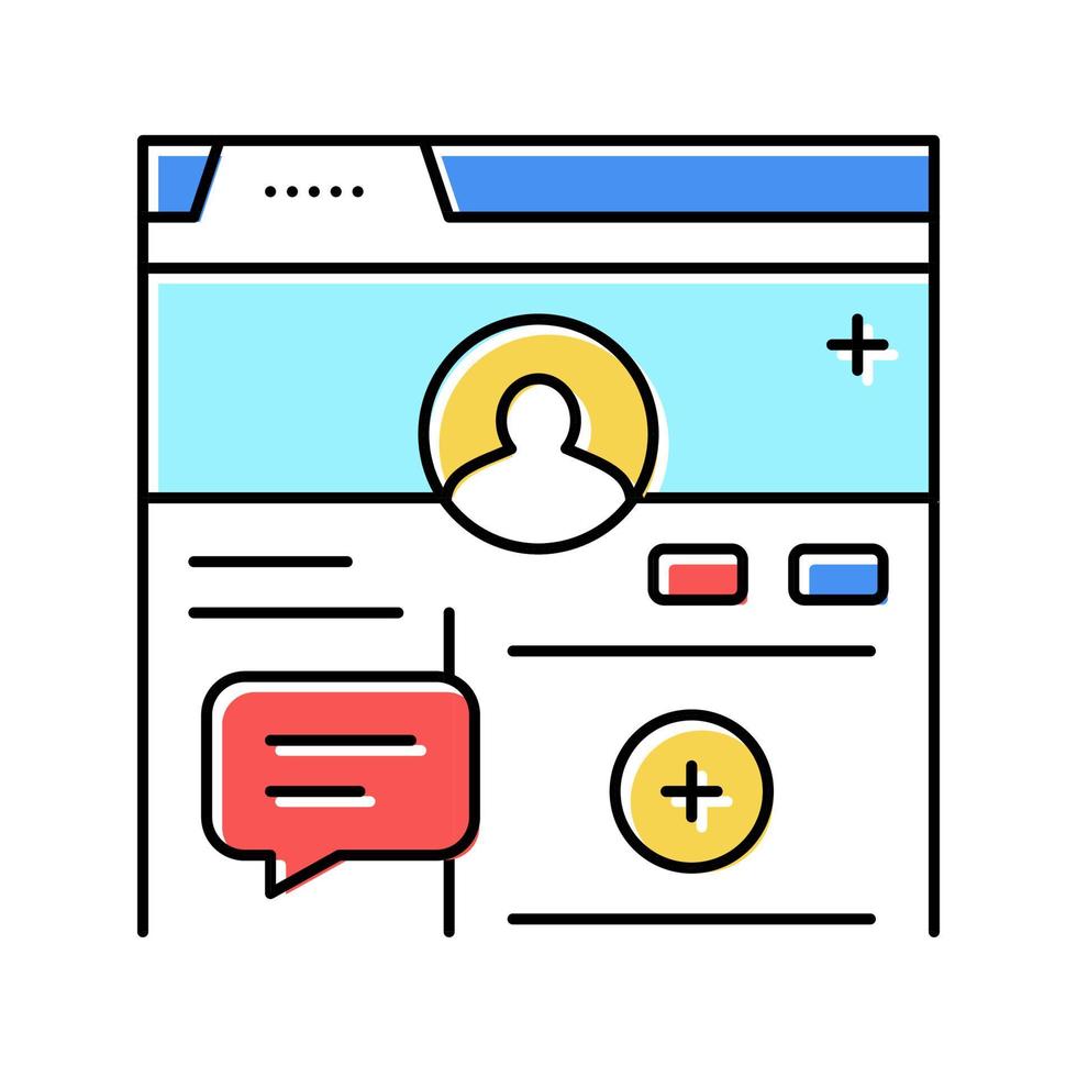 registrering social sida färg ikon vektor illustration