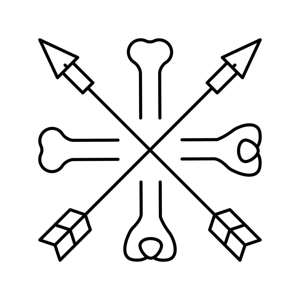 Knochen und Pfeile Boho Linie Symbol Vektor Illustration