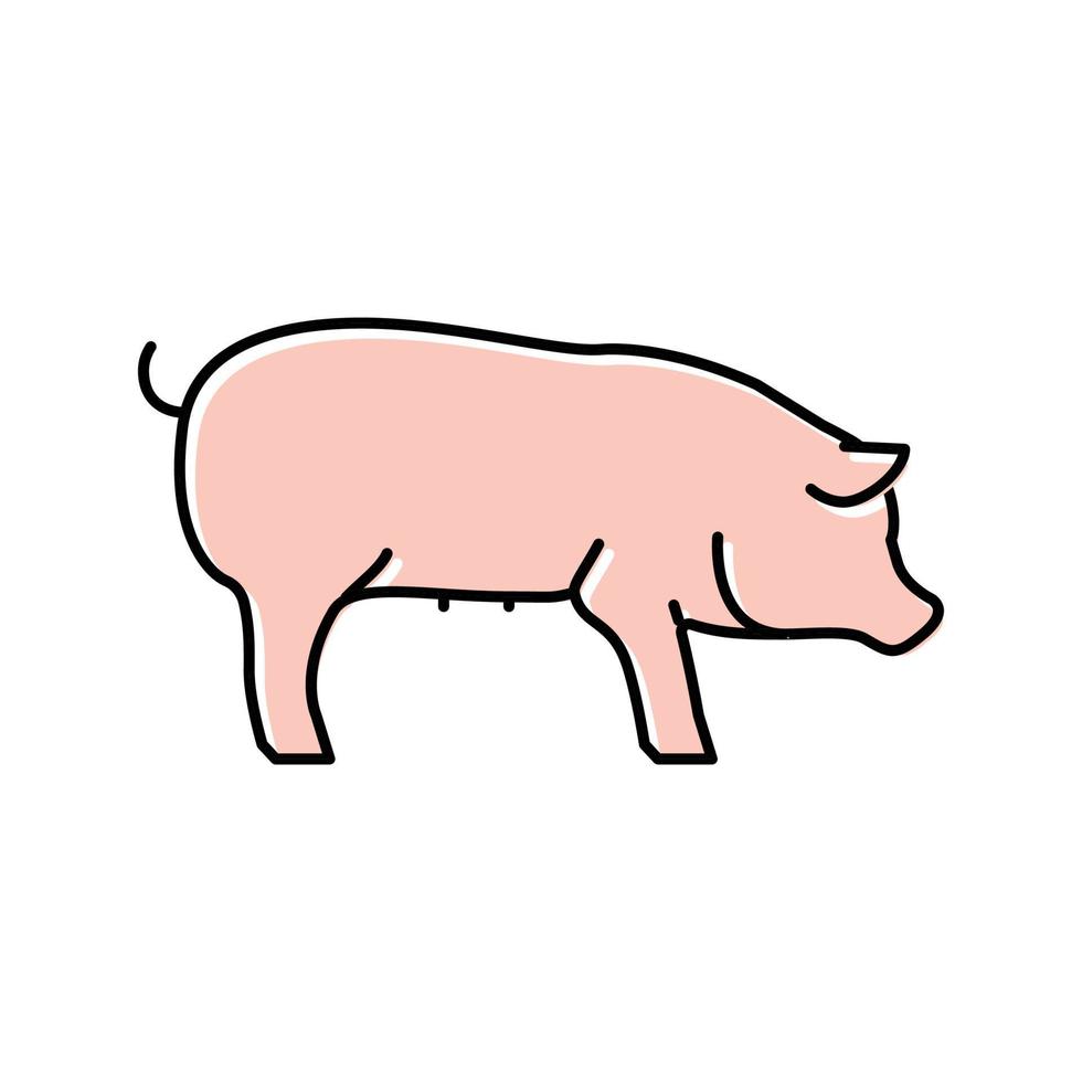 Schwein Haustier Farbe Symbol Vektor Illustration