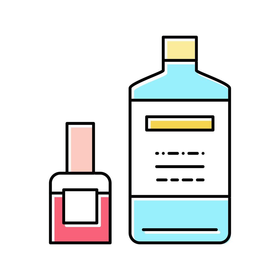 nagellack remover flaskor färg ikon vektor illustration