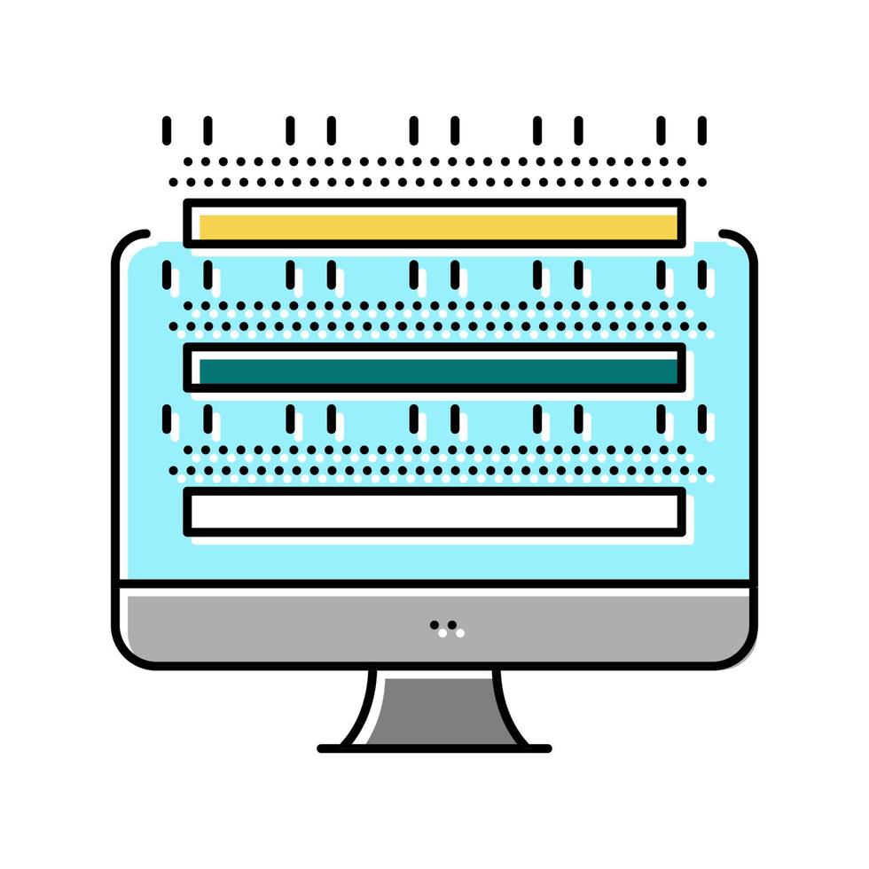 testa datorskärm halvledare tillverkning färg ikon vektor illustration