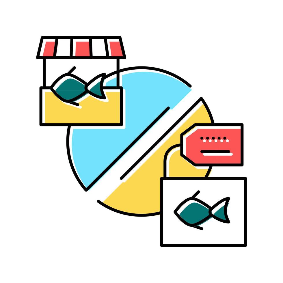 tonfisk marknaden färg ikon vektor illustration