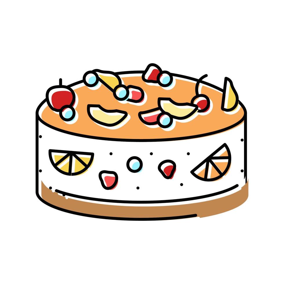 Fruchtkuchen Essen Dessert Farbe Symbol Vektor Illustration