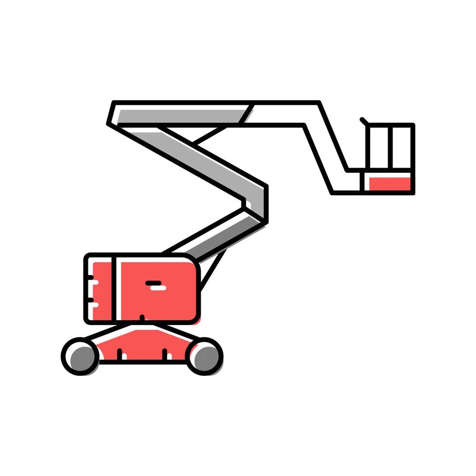 Boom Lift Bauwagen Fahrzeug Farbe Symbol Vektor Illustration