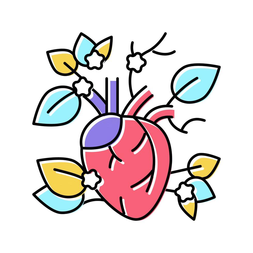 blommande hjärta färg ikon vektor illustration