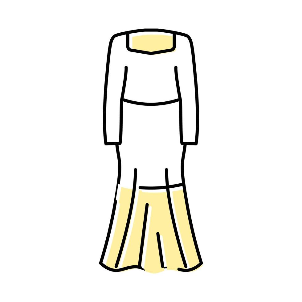 Langarm Brautkleid Farbe Symbol Vektor Illustration