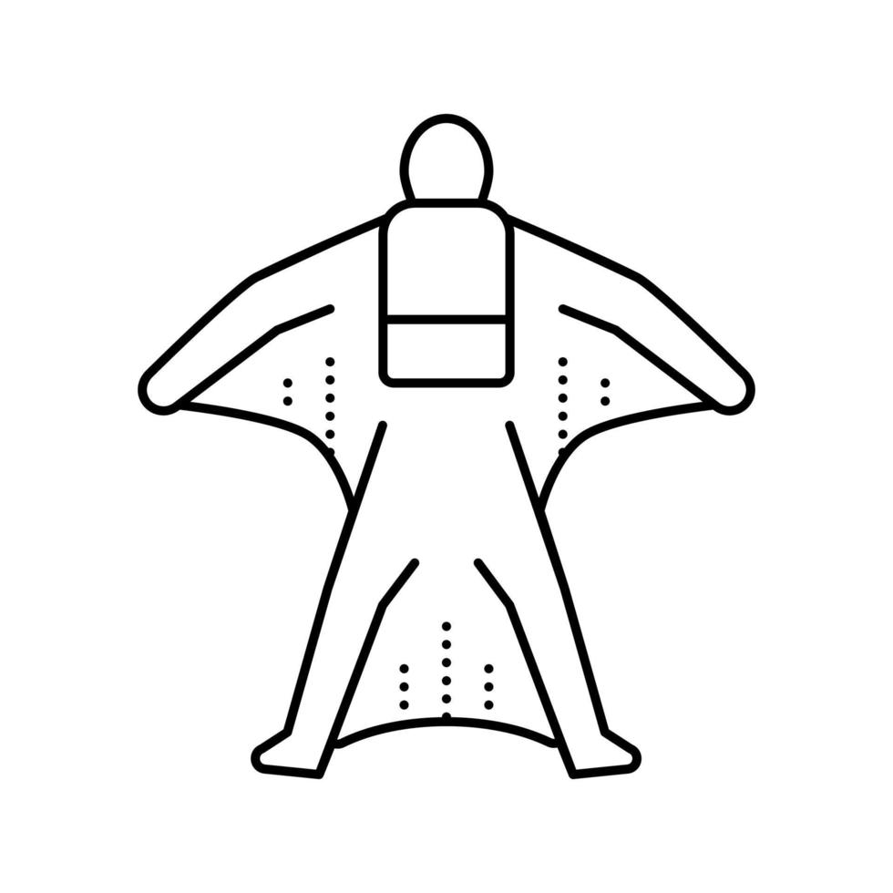 wingsuit flygande extremal sport man linje ikon vektorillustration vektor