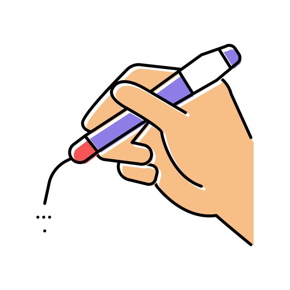 Hand, die Laser medizinische Geräte Farbe Symbol Vektor Illustration hält