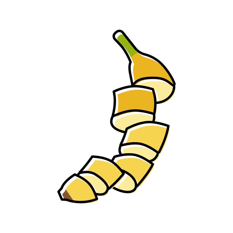 Schneiden Sie Bananenstück Farbe Symbol Vektor Illustration