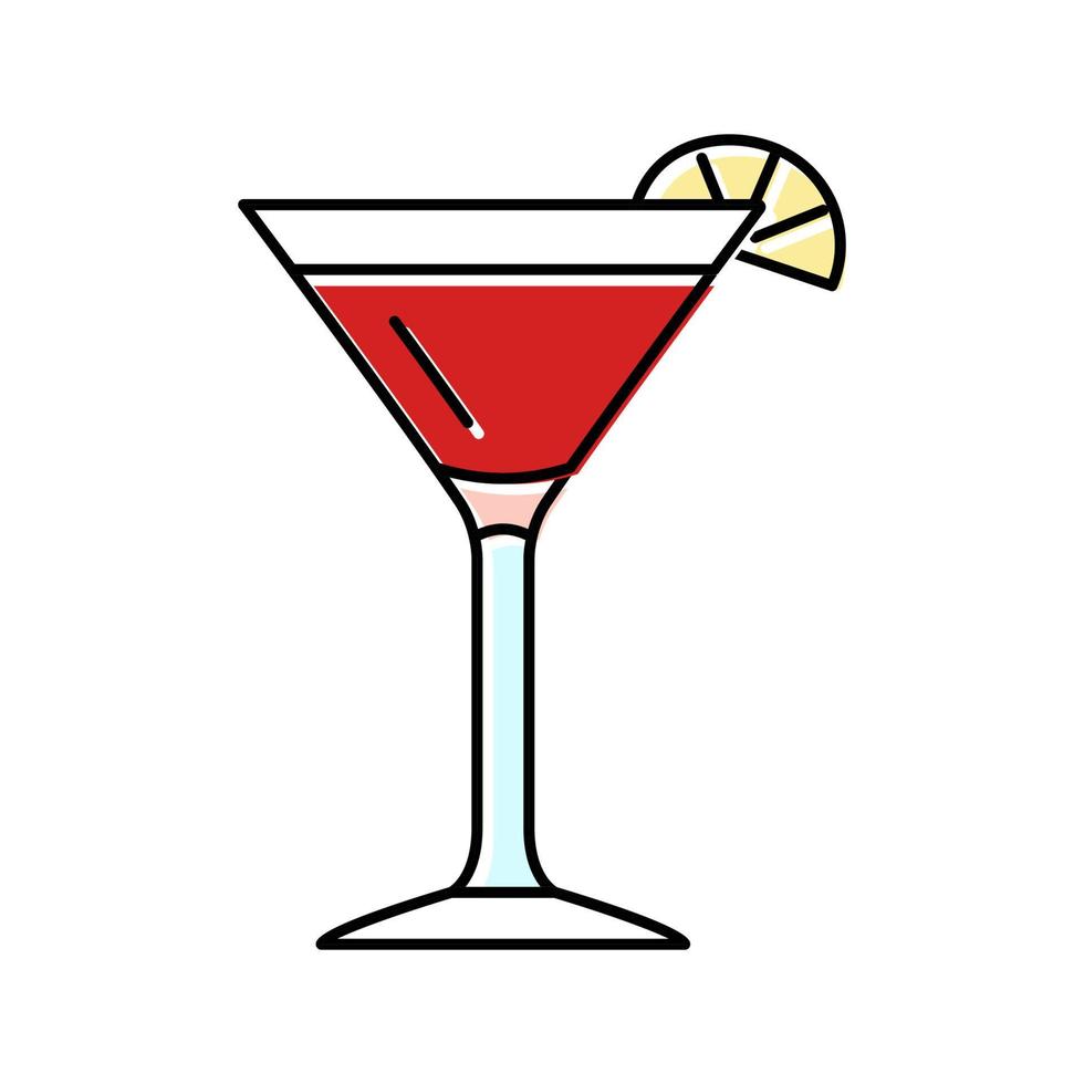 kosmopolitisk cocktail glas dryck Färg ikon vektor illustration