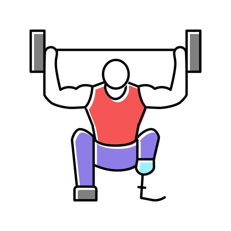 Powerlifting behinderter Athlet Farbe Symbol Vektor Illustration