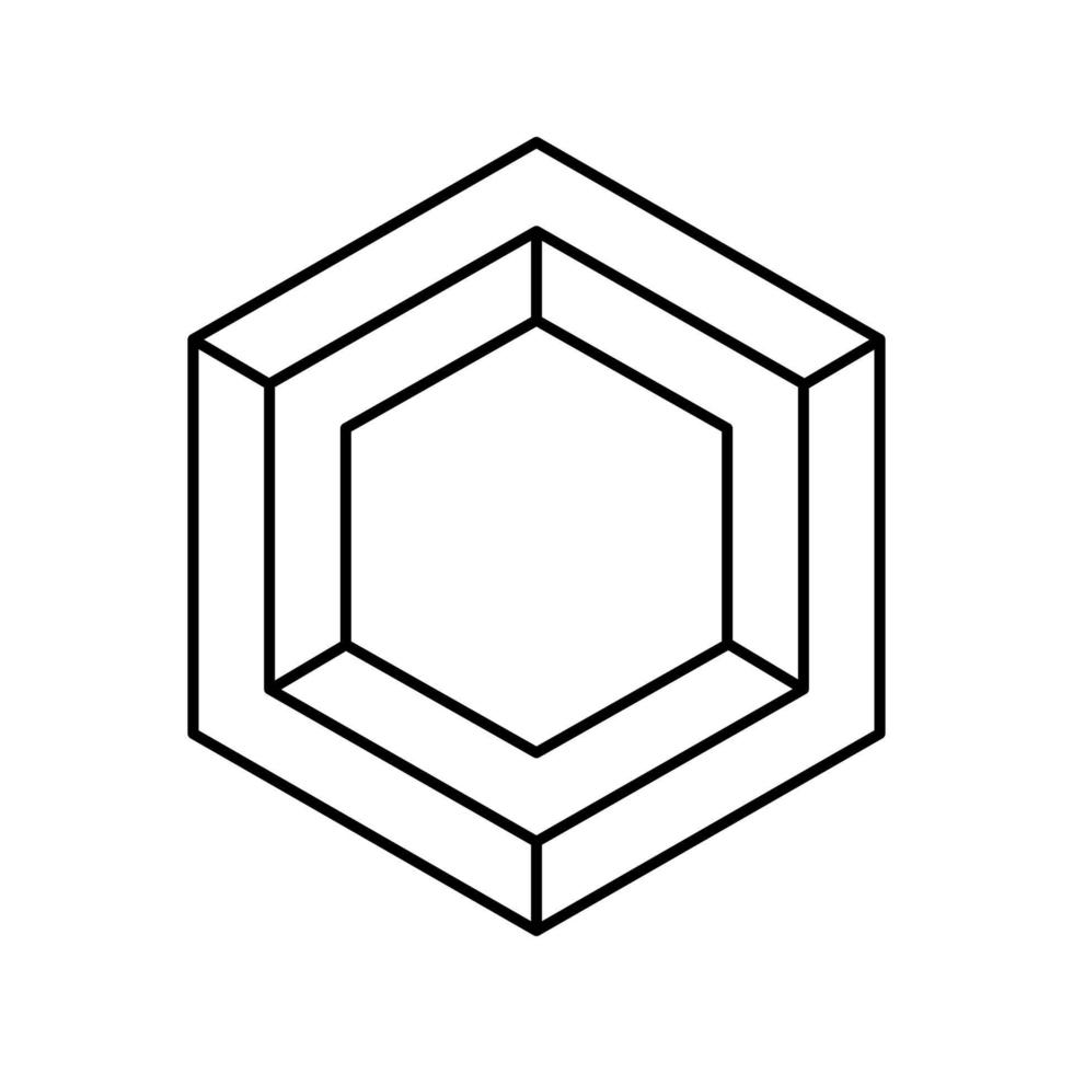 Hexagon unmöglich geometrische Form Symbol Leitung Vektor Illustration