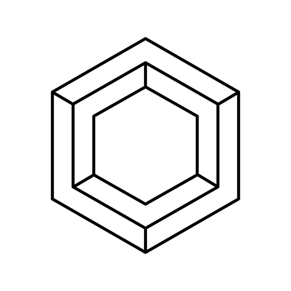 sexhörning omöjlig geometrisk form linje ikon vektor illustration
