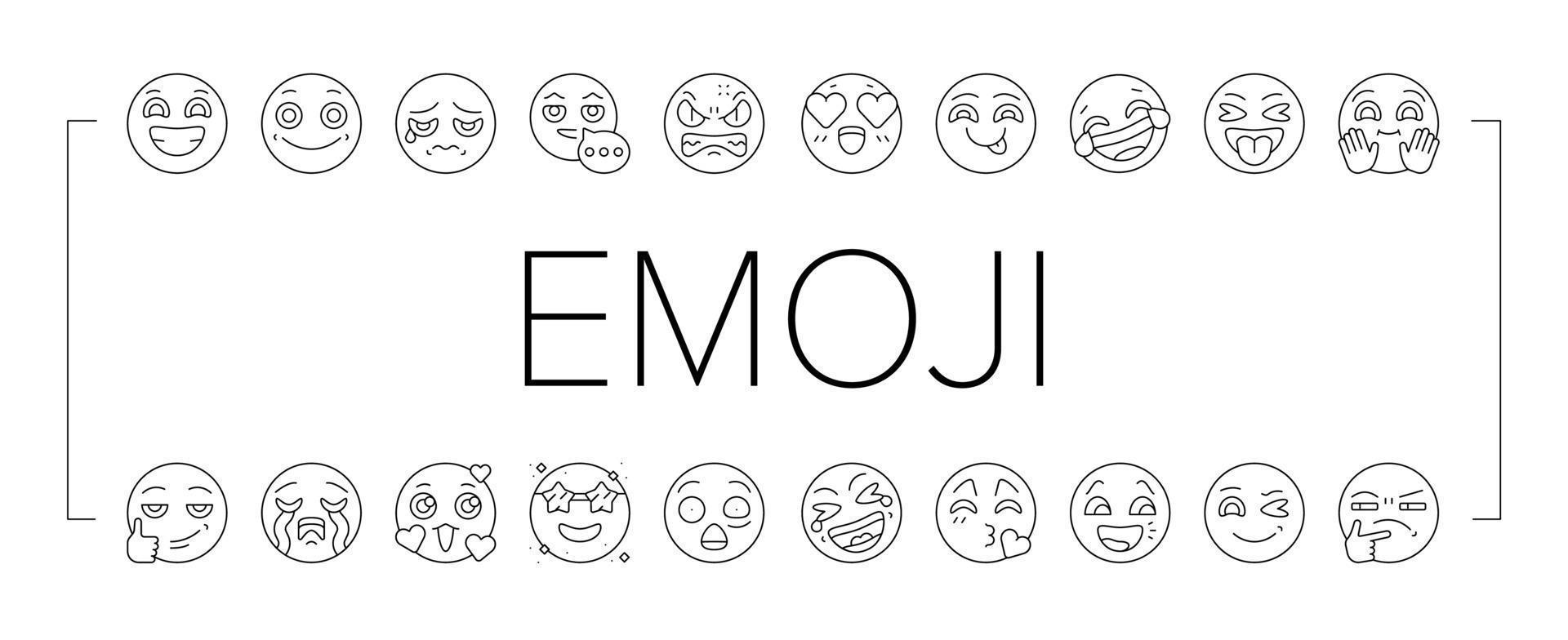 emoji emotionell rolig leende ansikte ikoner uppsättning vektor