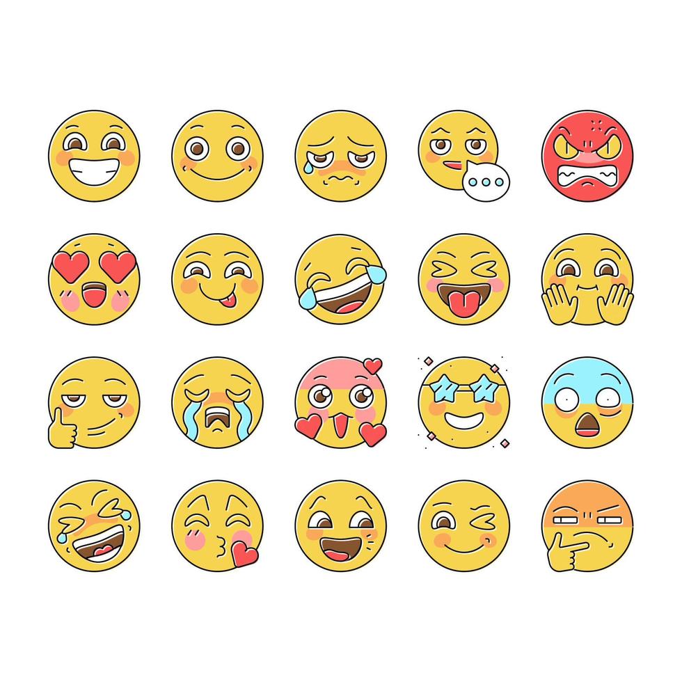 emoji emotionale lustige lächelngesichtsikonen stellten vektor ein