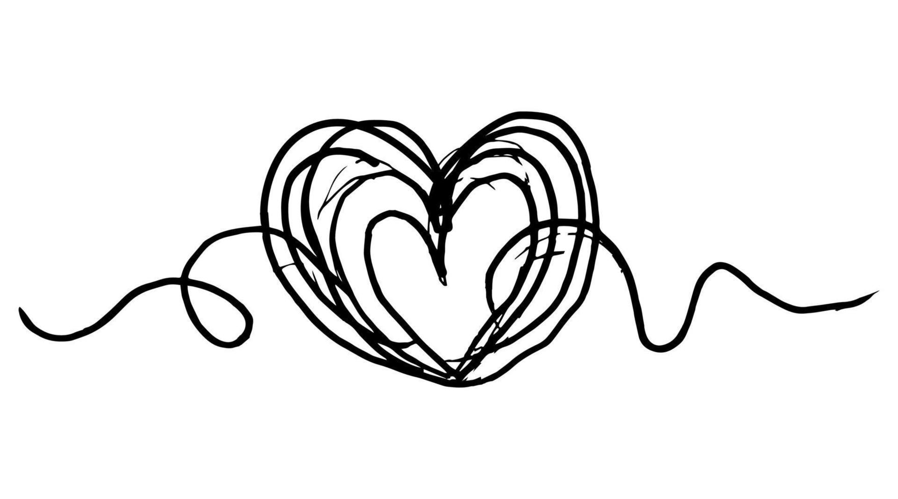 handgezeichnetes, abgewinkeltes, grungiges, rundes Gekritzel der Liebe. isoliert auf weißem Hintergrund. Vektor-Illustration vektor