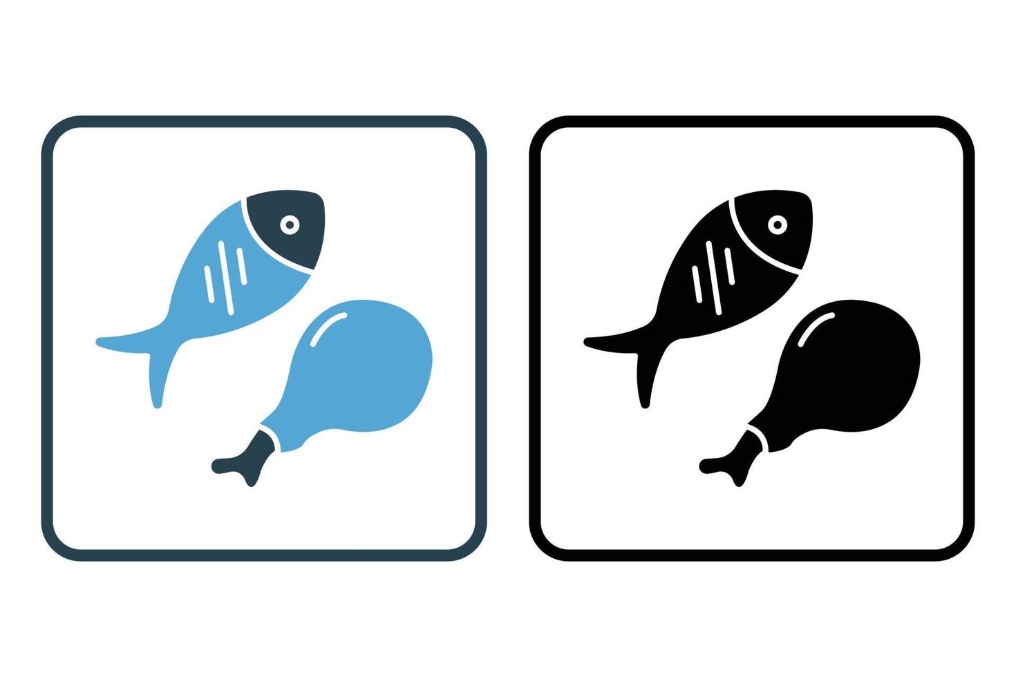 Abbildung des Frühstückssymbols. Fischsymbol, Brathähnchen. solider Icon-Stil. einfaches Vektordesign editierbar vektor