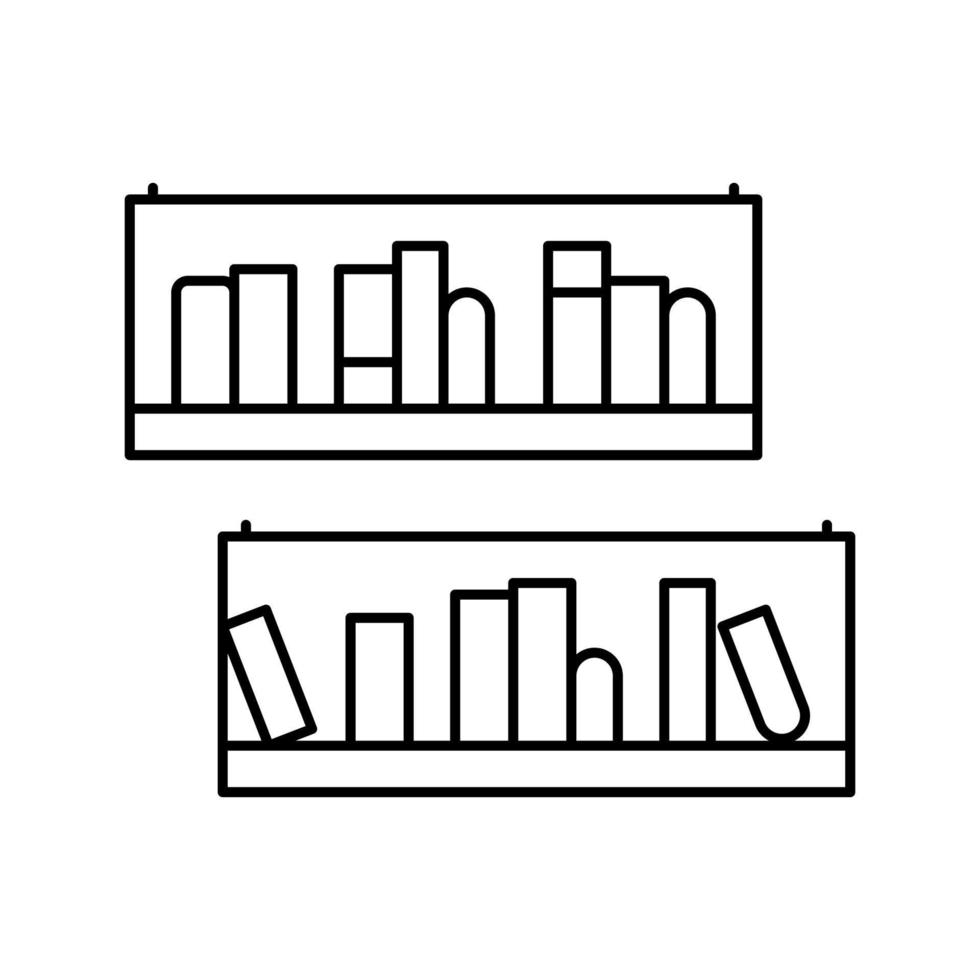 Bücherregal Möbel Linie Symbol Vektor Illustration