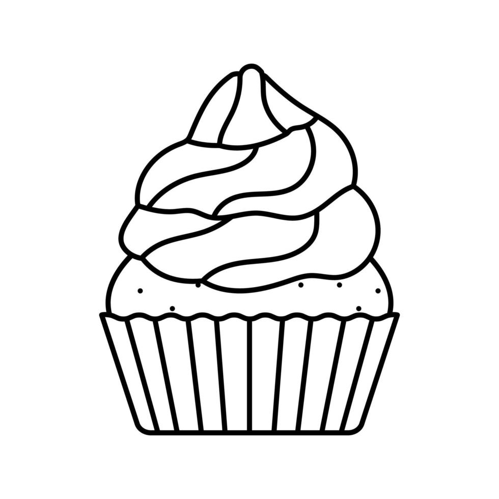 muffin mat efterrätt linje ikon vektor illustration