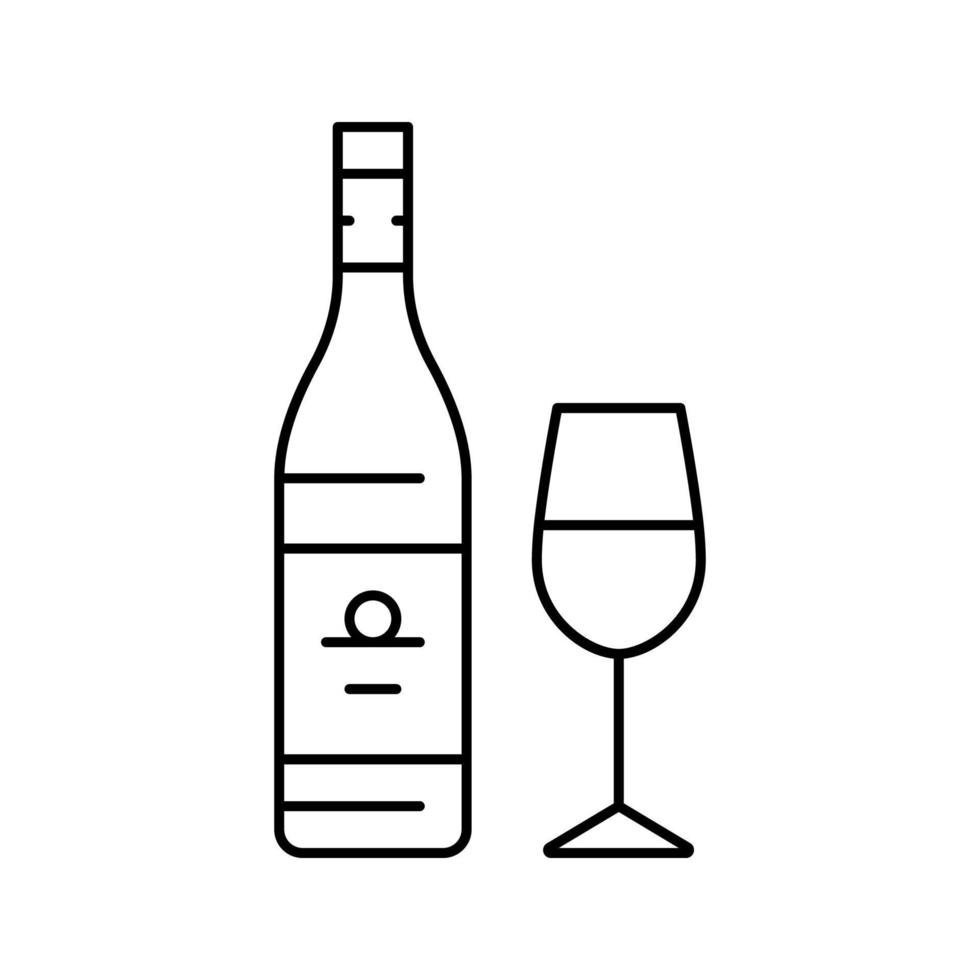 Chardonnay Weißwein Linie Symbol Vektor Illustration