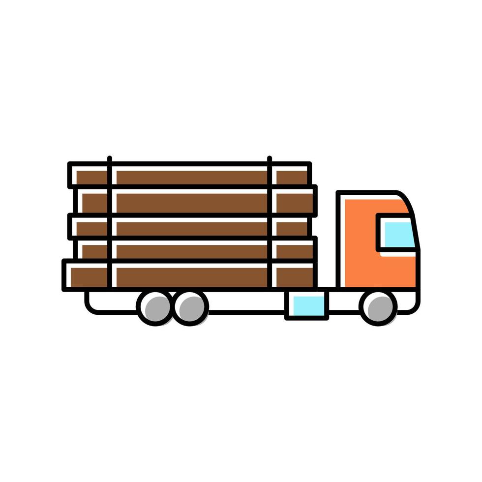 LKW-Transport Holz Holz Farbe Symbol Vektor Illustration