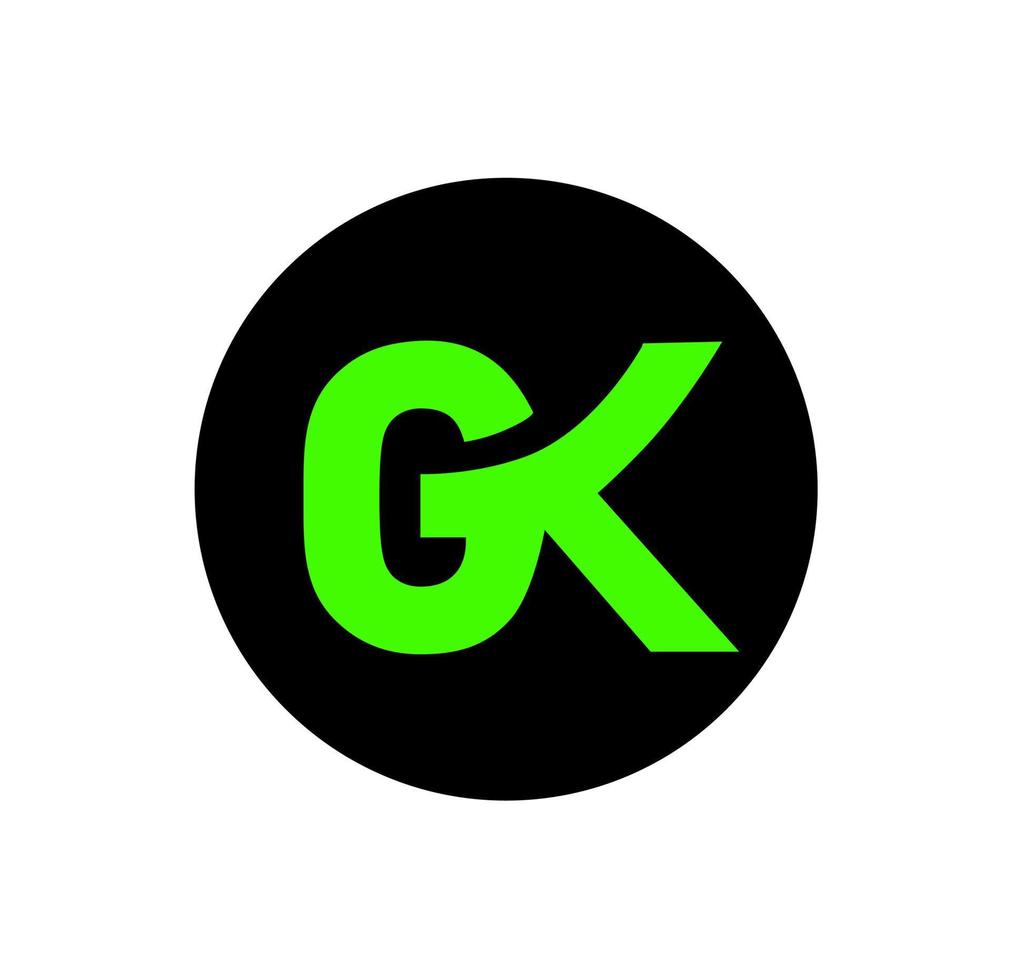 gk företag namn första brev monogram med grön Färg. gk företag logotyp. vektor
