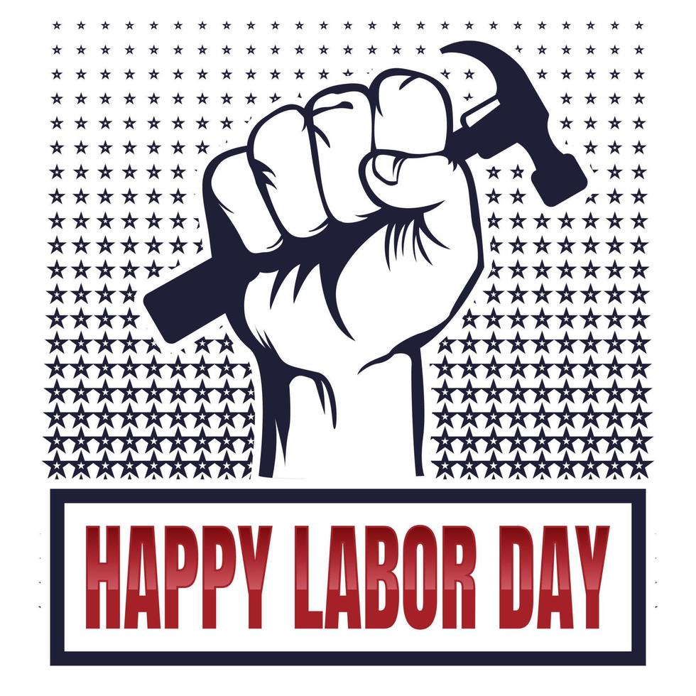Vektor Happy Labor Day Card. nationale amerikanische feiertagsillustration mit handwerkzeugen. festliches plakat oder banner mit handbeschriftung.