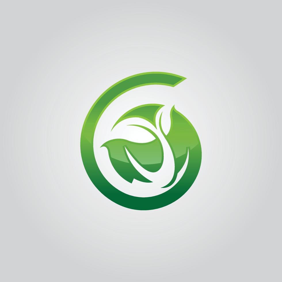 Kreis grünes Blatt Ökologie Naturelement Vektorsymbol. Blattlogo und abstraktes organisches Blattlogo vektor