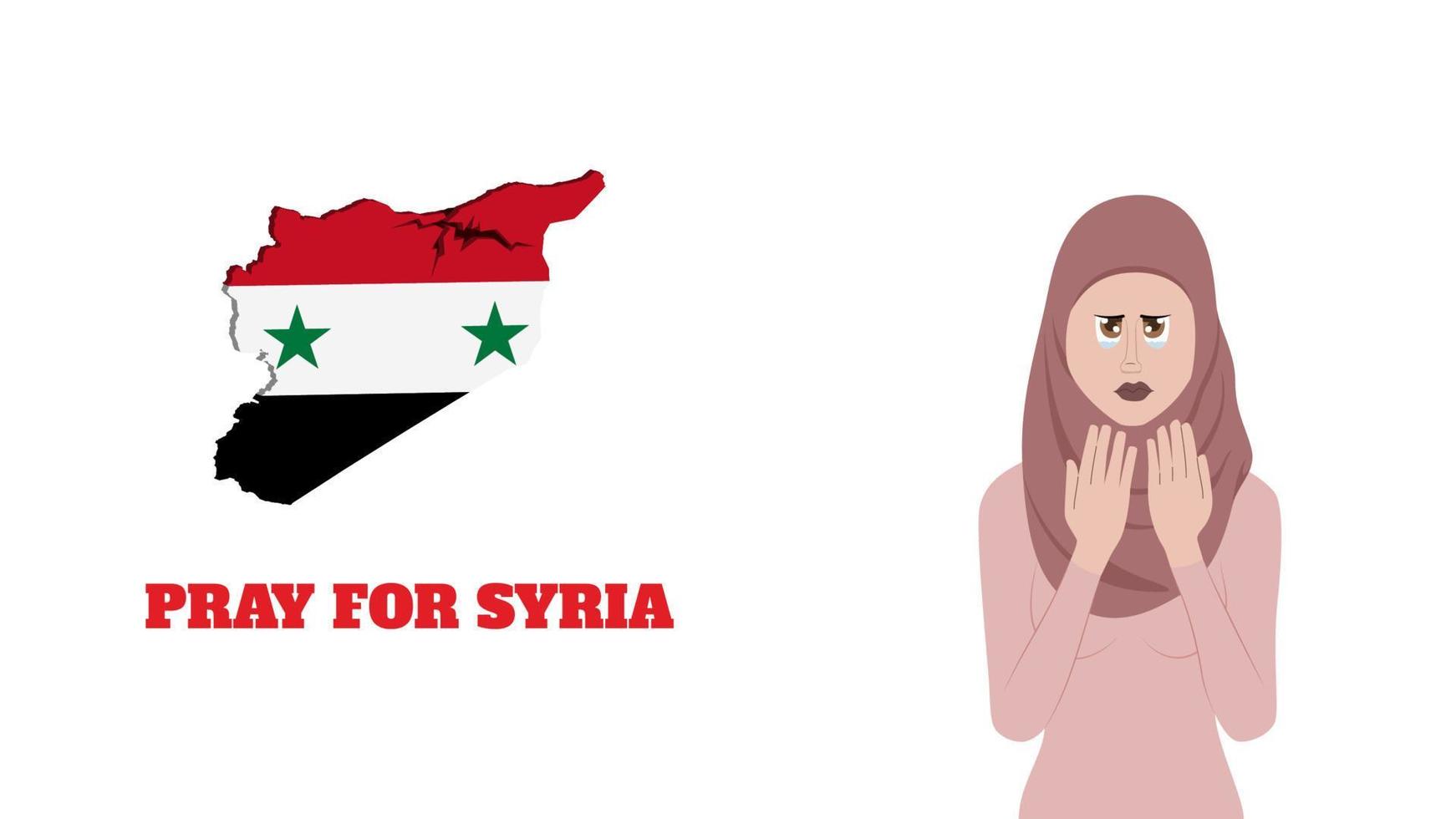 bete für syrien, eine betende frau vektorillustration. vektor