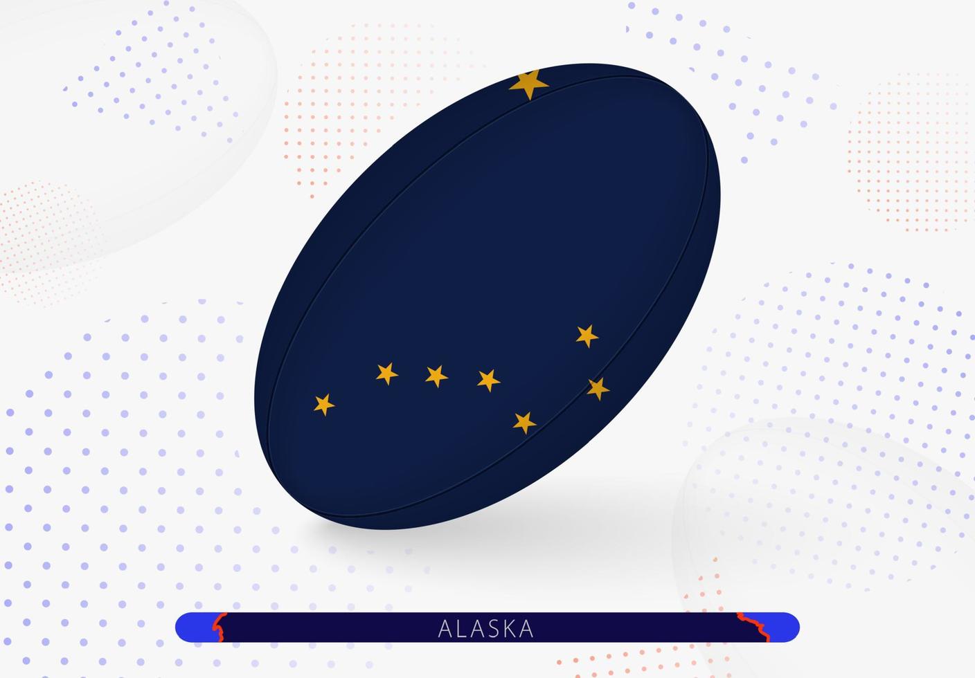 Rugbyball mit der Flagge von Alaska darauf. Ausrüstung für das Rugby-Team von Alaska. vektor